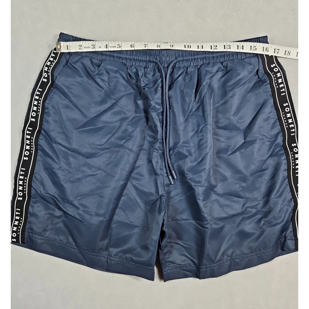 Sonetti London Mens Dark Blue Logo Tape Swim Trunks Size XL NWT